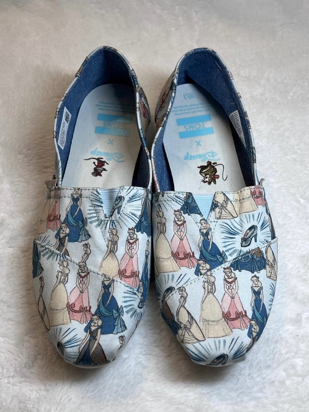 Disney Cinderella Pattern Slip-On Flats - Light Blue